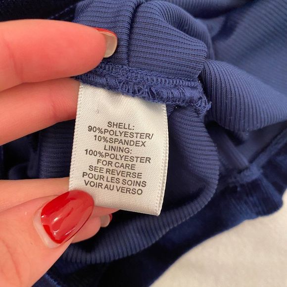 Ronny Kobo Marlinna Blue Velvet Long Sleeve Mock Neck Mini Dress - Size Small - Picture 10 of 11